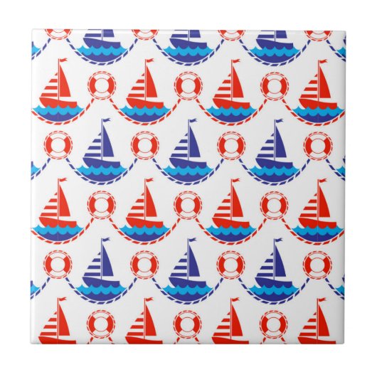 Sail Boat Pattern Tegeltje (Voorkant)