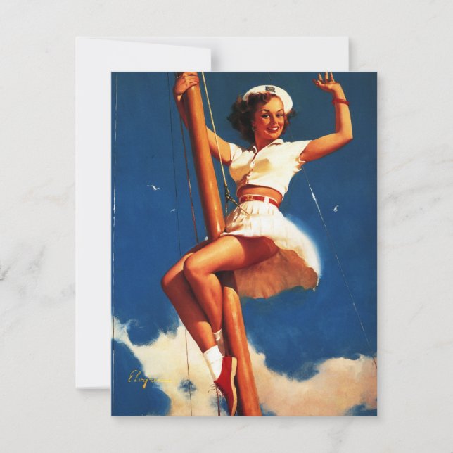  Sail Boat Sailing Pin UP Girl (Voorkant)