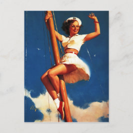  Sail Boat Sailing Pin UP Girl Briefkaart
