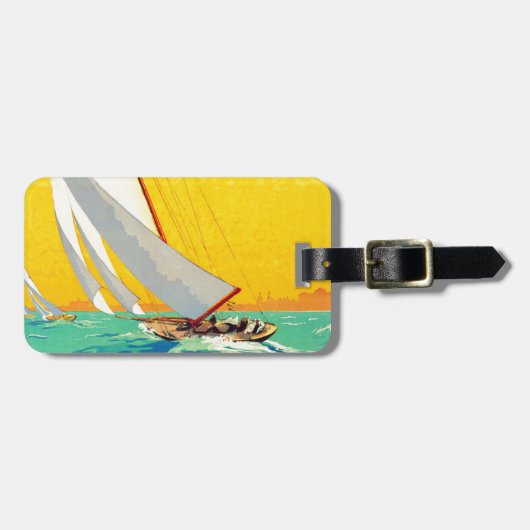 Sail Boats, Frans reizen Bagagelabel (Voorkant horizontaal)