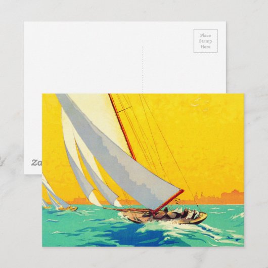 Sail Boats, Frans reizen Briefkaart (Voorkant / Achterkant)