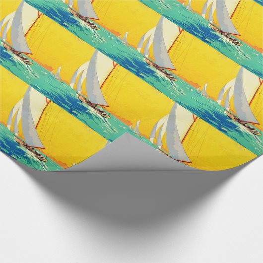  Sail Boats, Frans reizen Cadeaupapier (Hoek)