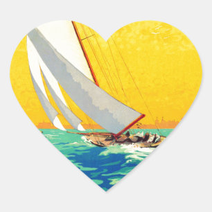  Sail Boats, Frans reizen Hart Sticker