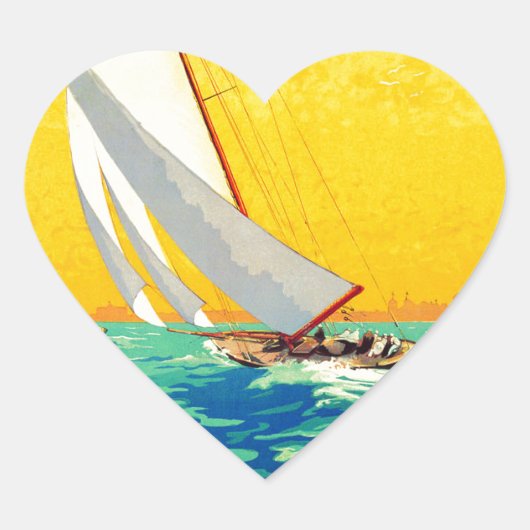  Sail Boats, Frans reizen Hart Sticker (Voorkant)