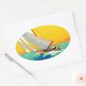  Sail Boats, Frans reizen Ovale Sticker (Envelop)