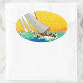  Sail Boats, Frans reizen Ovale Sticker (Tas)