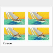  Sail Boats, Frans reizen Rechthoekige Sticker (Vel)