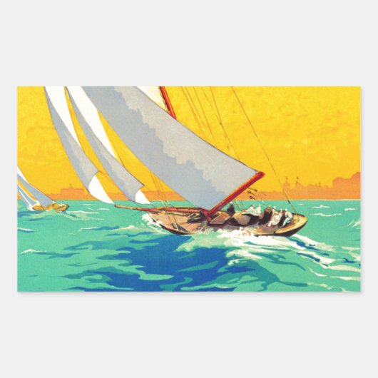  Sail Boats, Frans reizen Rechthoekige Sticker (Voorkant)