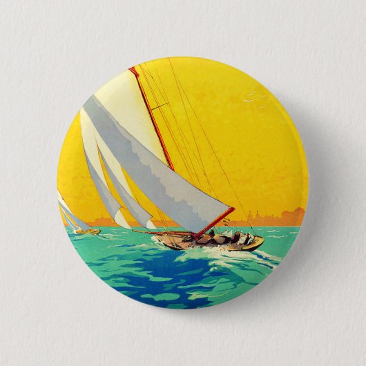  Sail Boats, Frans reizen Ronde Button 5,7 Cm (Voorkant)