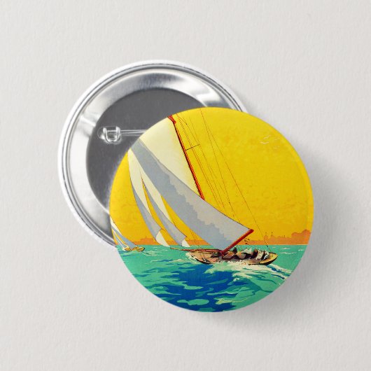  Sail Boats, Frans reizen Ronde Button 5,7 Cm (Voorkant /achterkant)