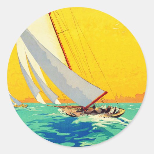 Sail Boats, Frans reizen Ronde Sticker (Voorkant)