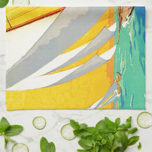  Sail Boats, Frans reizen Theedoek (Gevouwen)