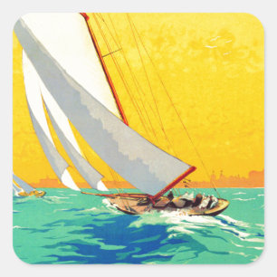  Sail Boats, Frans reizen Vierkante Sticker