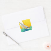  Sail Boats, Frans reizen Vierkante Sticker (Envelop)