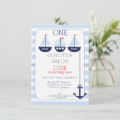 Sail Boats Nautical 1st Birthday Uitnodiging (Staand voorkant)