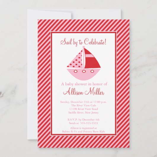 Sail by to Celebrate Sailboat Baby shower Kaart (Voorkant)