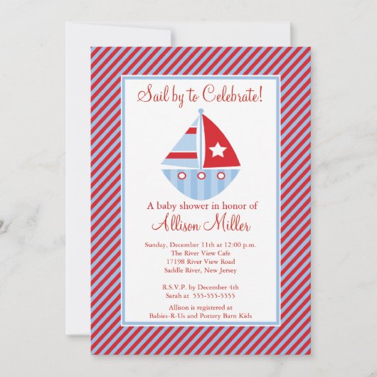 Sail door Sailboot Boy Baby shower te verkopen Kaart (Voorkant)