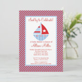 Sail door Sailboot Boy Baby shower te verkopen Kaart (Staand voorkant)