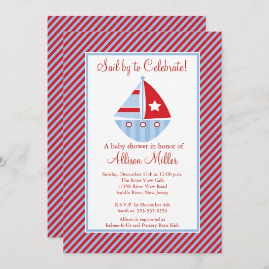 Sail door Sailboot Boy Baby shower te verkopen Kaart (Voorkant / Achterkant)