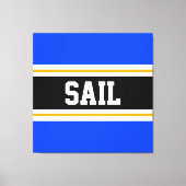 SAIL Helder Blauw Zwart Wit Geel Racing Stripes Canvas Afdruk (Voorkant)