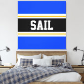 SAIL Helder Blauw Zwart Wit Geel Racing Stripes Canvas Afdruk (Insitu (Slaapkamer))
