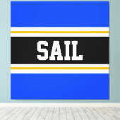 SAIL Helder Blauw Zwart Wit Geel Racing Stripes Canvas Afdruk (Insitu (Houten vloer))