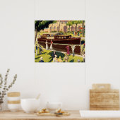 Sail Motor Boat  Antiek Nautisch Poster (Keuken)