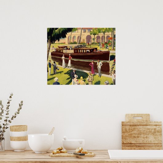 Sail Motor Boat  Antiek Nautisch Poster (Keuken)