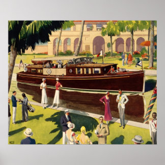 Sail Motor Boat Antiek Nautisch Poster