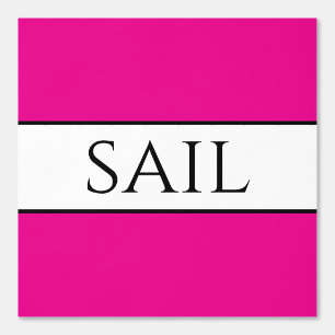 SAIL Nautical Bright Pink Black White Stripes Behang