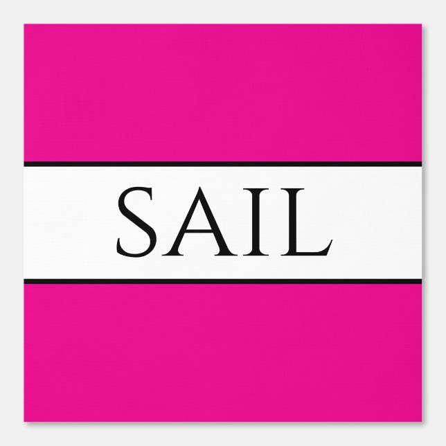SAIL Nautical Bright Pink Black White Stripes Behang (Voorkant)