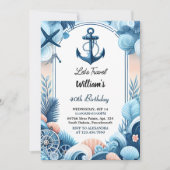 Sail Ocean Waves Reis Anker Jacht 50e Verjaardag Kaart (Voorkant)