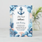 Sail Ocean Waves Reis Anker Jacht 50e Verjaardag Kaart (Staand voorkant)