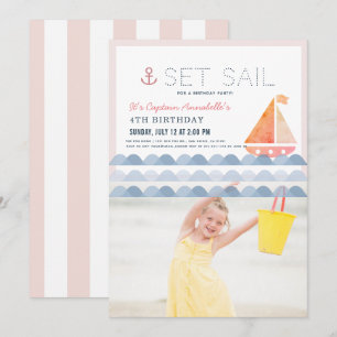 Sail Sailboot Pink Girl Birthday Foto Kaart