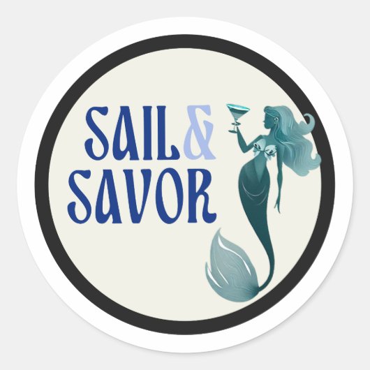 Sail & Savor Classic Ronde Stickers (Voorkant)