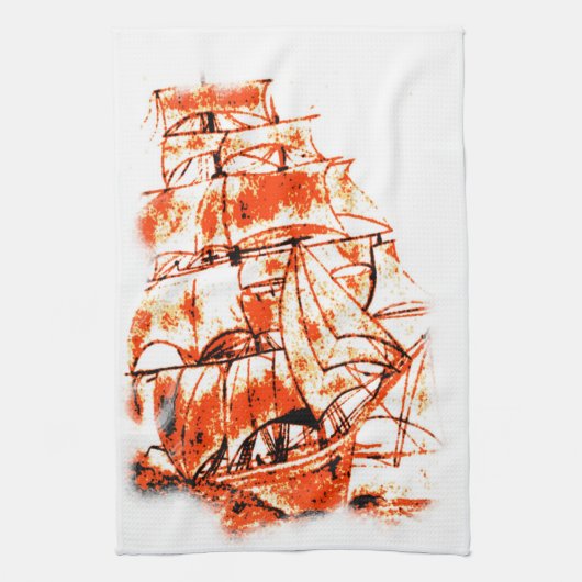 Sail Ship American Mo Jo Kitchen Towel Theedoek (Verticaal)