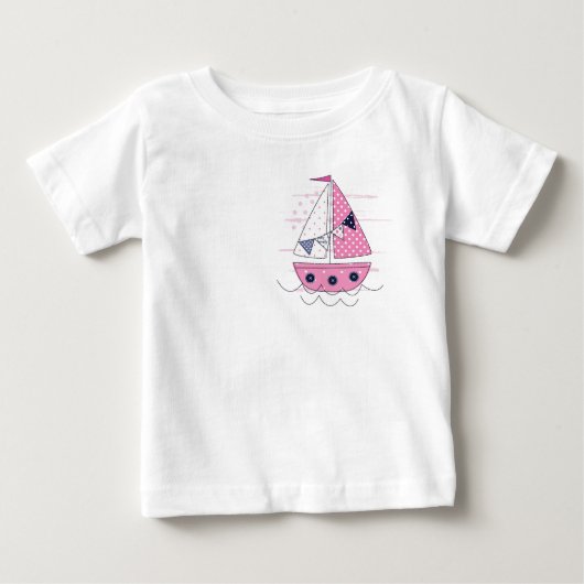 Sail Ship Girly Porthole Pink White Polka Dot. (Voorkant)