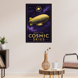 Sail the Cosmic Skies – Retro Space Airship Poster