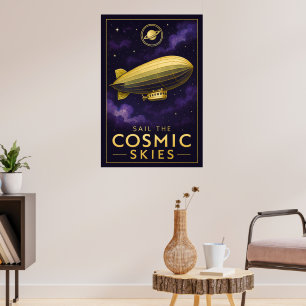 Sail the Cosmic Skies – Retro Space Airship Poster