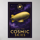 Sail the Cosmic Skies – Retro Space Airship Poster (Voorkant)