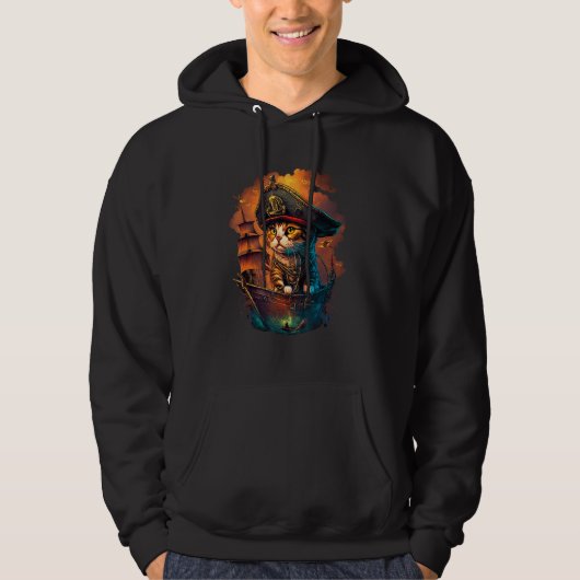Sail the Seven Seas with Pirate Cat Design for Ani Hoodie (Voorkant)
