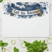 "Sail the Unknown" - Nautisch geïnspireerd ontwerp Theedoek (Gevouwen)