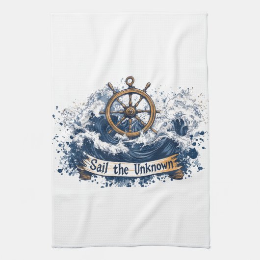 "Sail the Unknown" - Nautisch geïnspireerd ontwerp Theedoek (Verticaal)