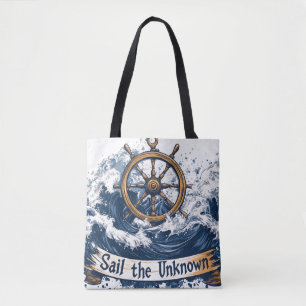 "Sail the Unknown" - Nautisch geïnspireerd ontwerp Tote Bag