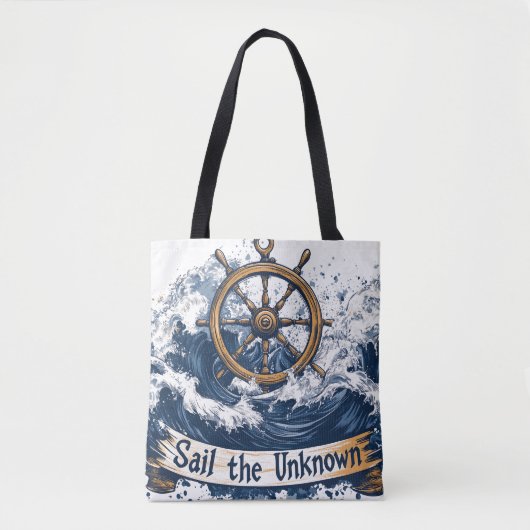 "Sail the Unknown" - Nautisch geïnspireerd ontwerp Tote Bag (Voorkant)
