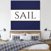 SAIL Wide Sportieve Nautische Marine Blauw Wit Str Canvas Afdruk (Insitu (Slaapkamer))