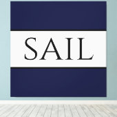 SAIL Wide Sportieve Nautische Marine Blauw Wit Str Canvas Afdruk (Insitu (Houten vloer))