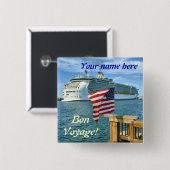 Sailaway Bon Voyage Name Pin Button (Voorkant /achterkant)