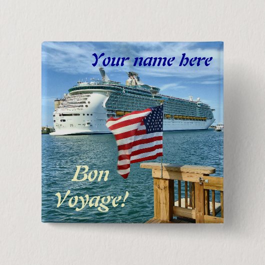 Sailaway Bon Voyage Name Pin Button (Voorkant)