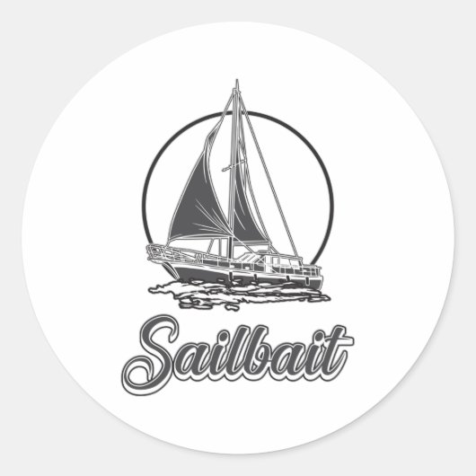 Sailbait Boot Zeilboot Sailor Sailboat Gift Ronde Sticker (Voorkant)